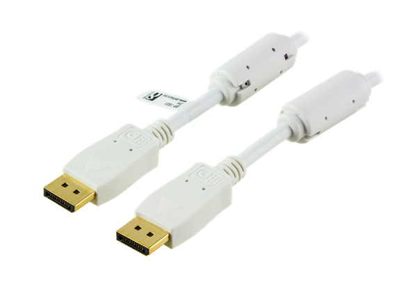 Deltaco DisplayPort &ndash; DisplayPort 1.2 -kaapeli, 3 m, Valkoinen