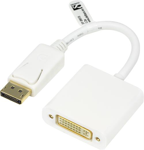 DELTACO sovitin DisplayPort - DVI-D Single Link, FullHD 60Hz