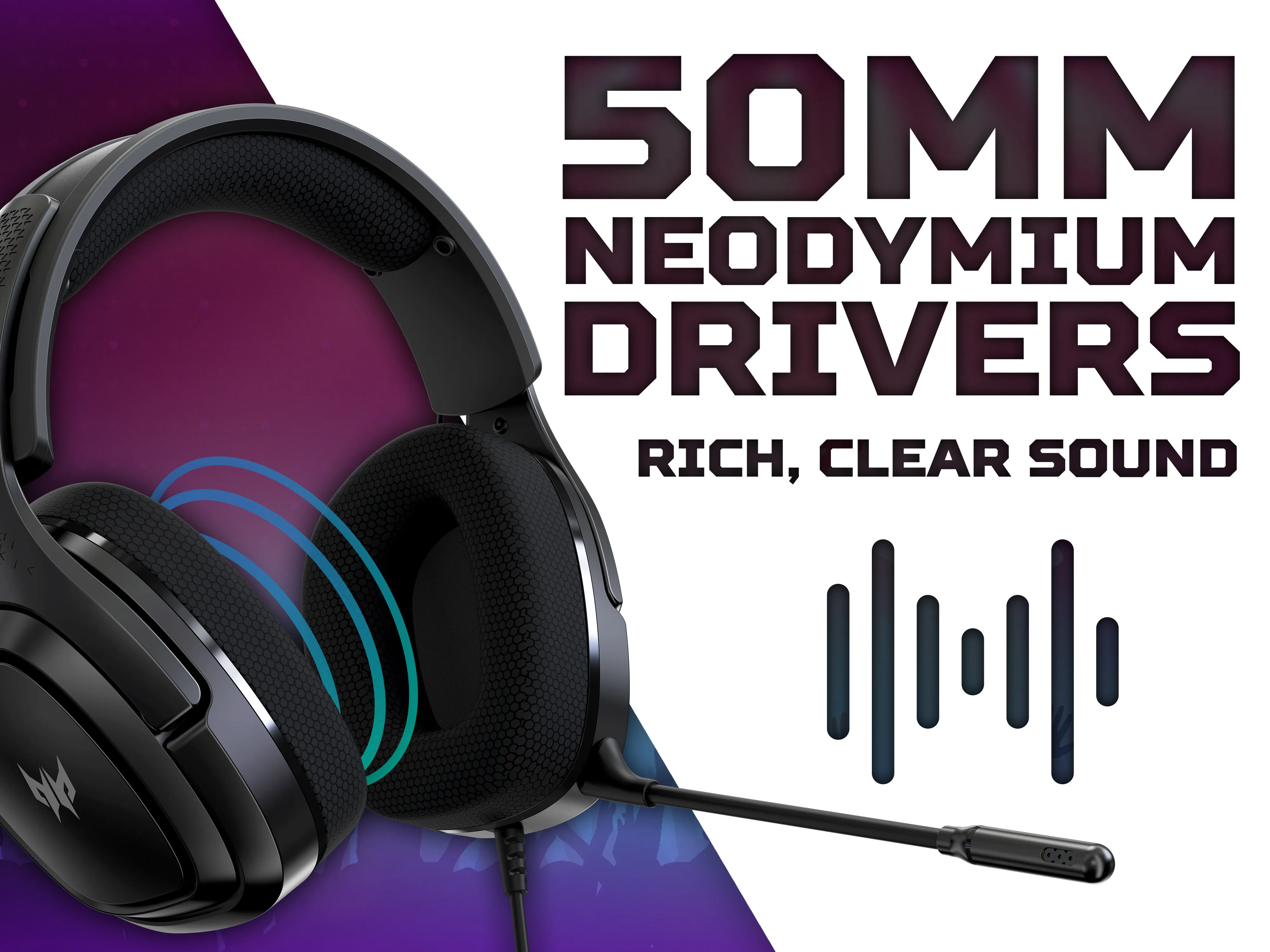 Acer Predator Galea 365 Gaming Headset, with External Control Unit, Black