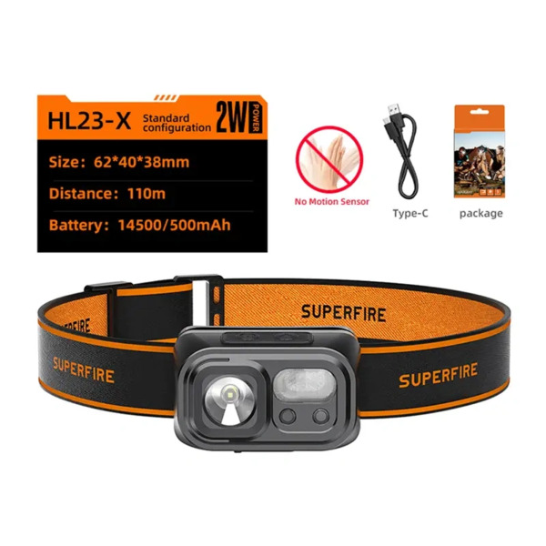 SUPERFIRE HL23-X, 500 mAh, 120 lm, Headlamp