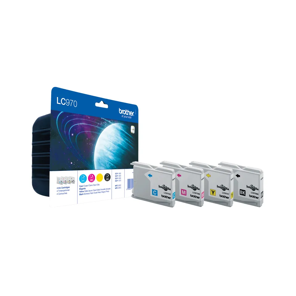 Brother LC970VALBPDR-mustekasettipakkaus, musta, syaani, magenta, keltainen, 4 kpl