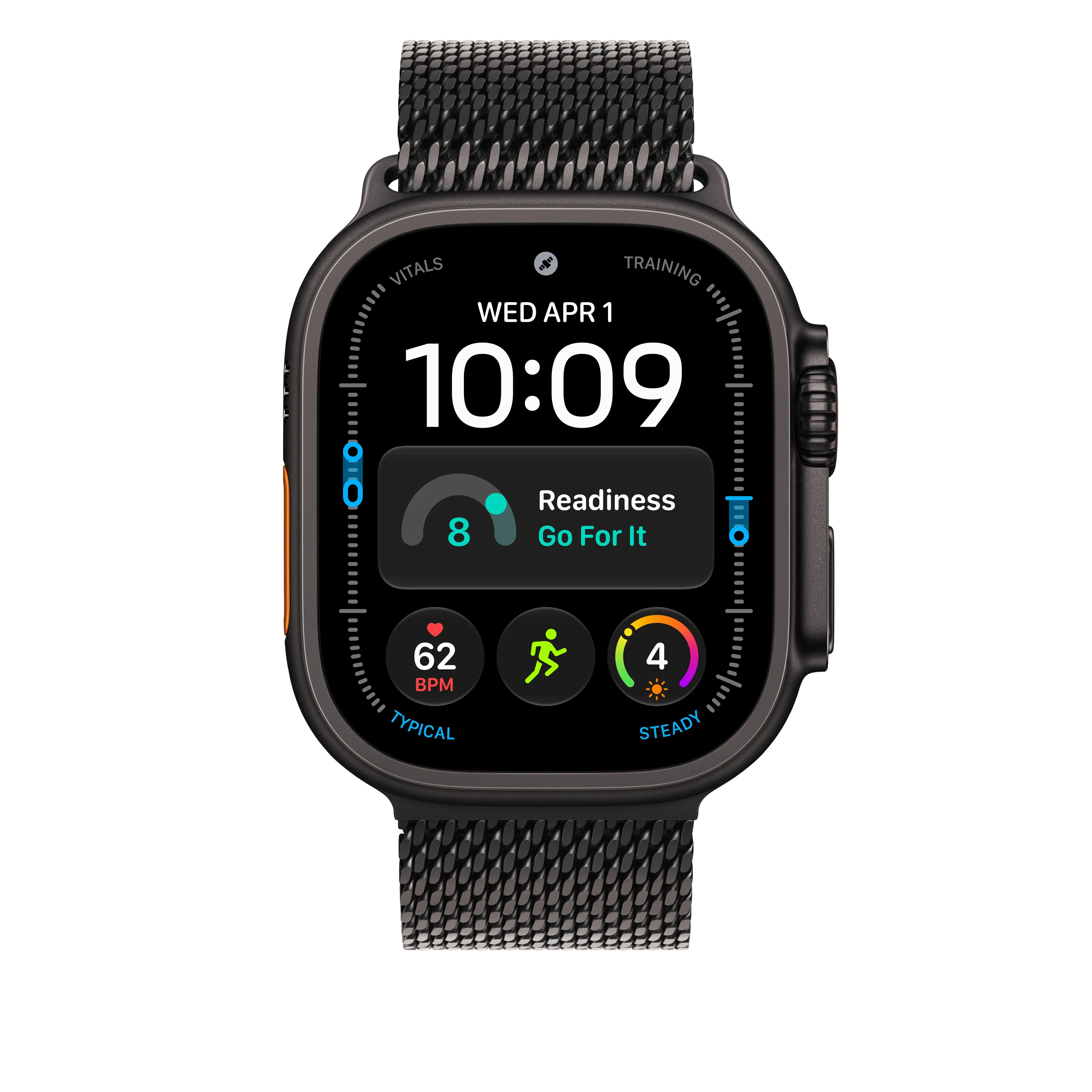 Apple Watch 49 mm mustatitaaninen milanolaisranneke, keskikokoinen