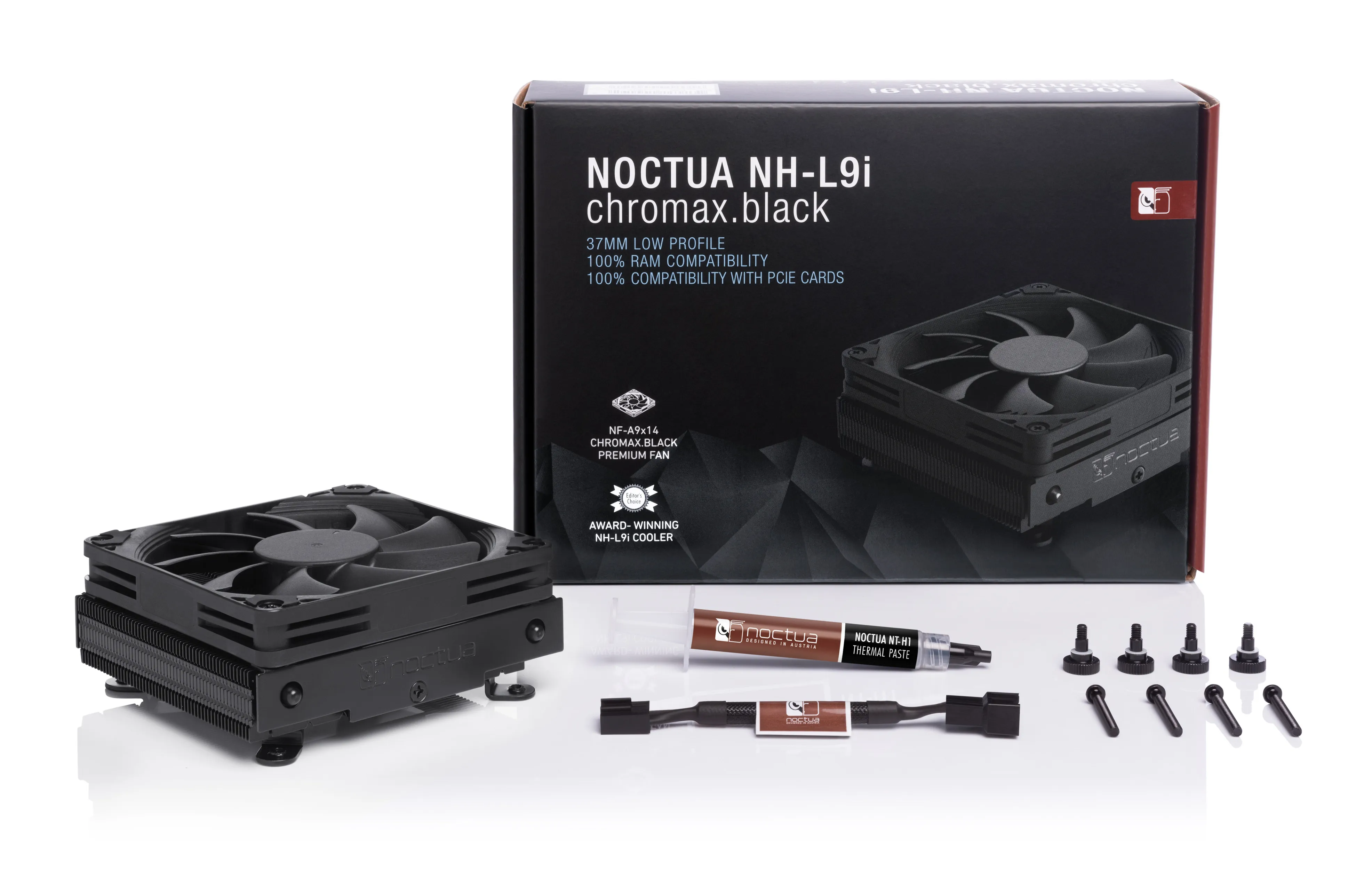 Noctua NH-L9i chromax.black Low Profile -prosessorij&auml;&auml;hdytin