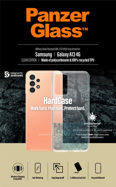 PanzerGlass HardCase, Galaxy A13 -suojakuori, L&auml;pin&auml;kyv&auml;
