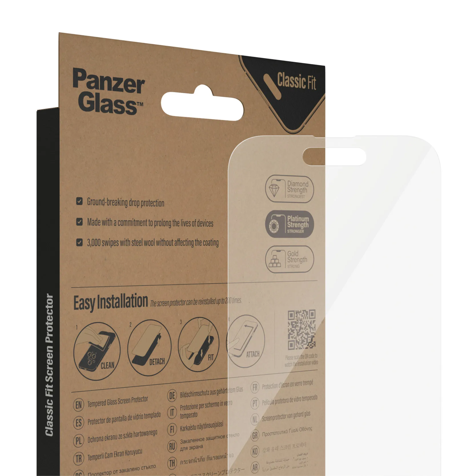 PanzerGlass Classic Fit, iPhone 14 Pro -panssarilasi