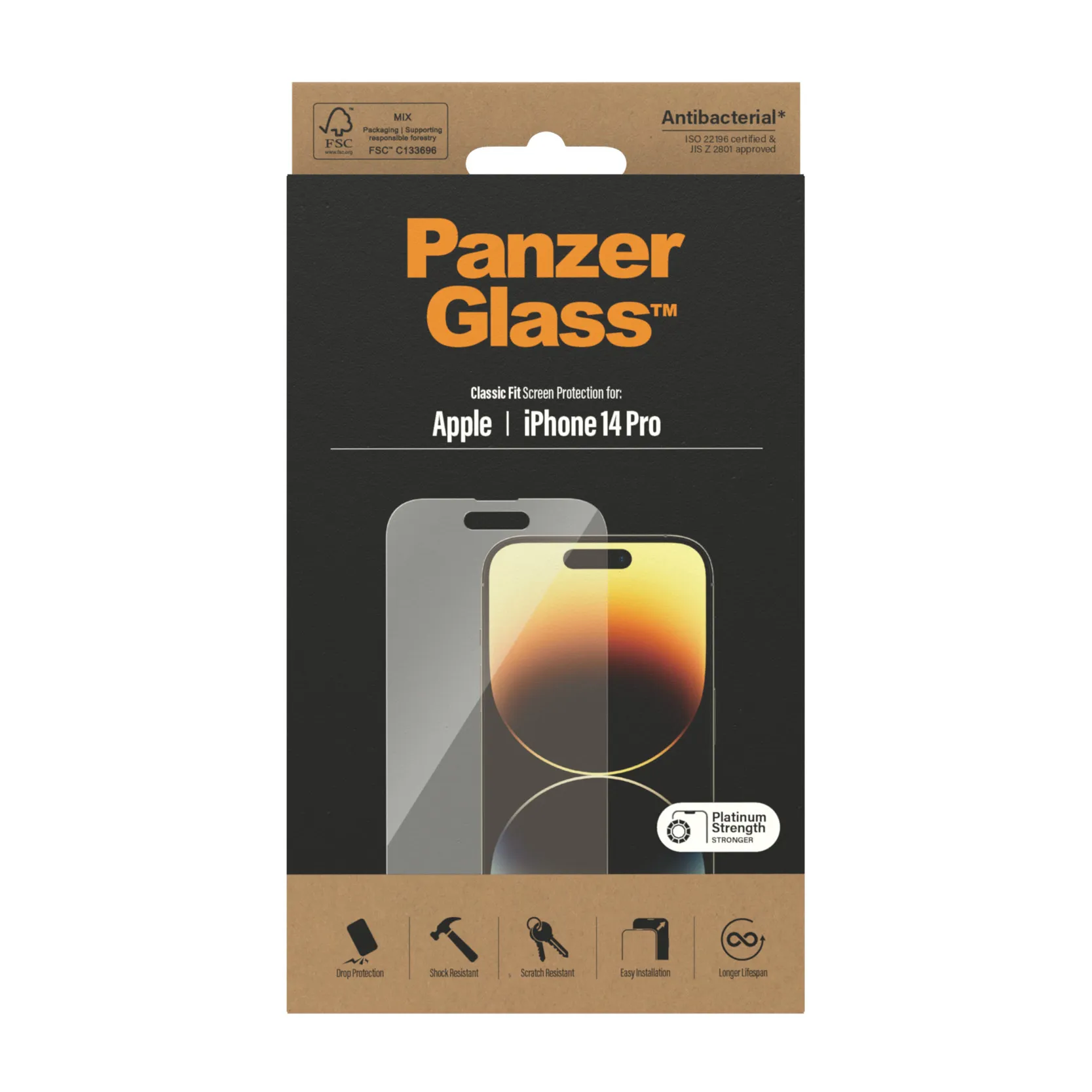 PanzerGlass Classic Fit, iPhone 14 Pro -panssarilasi