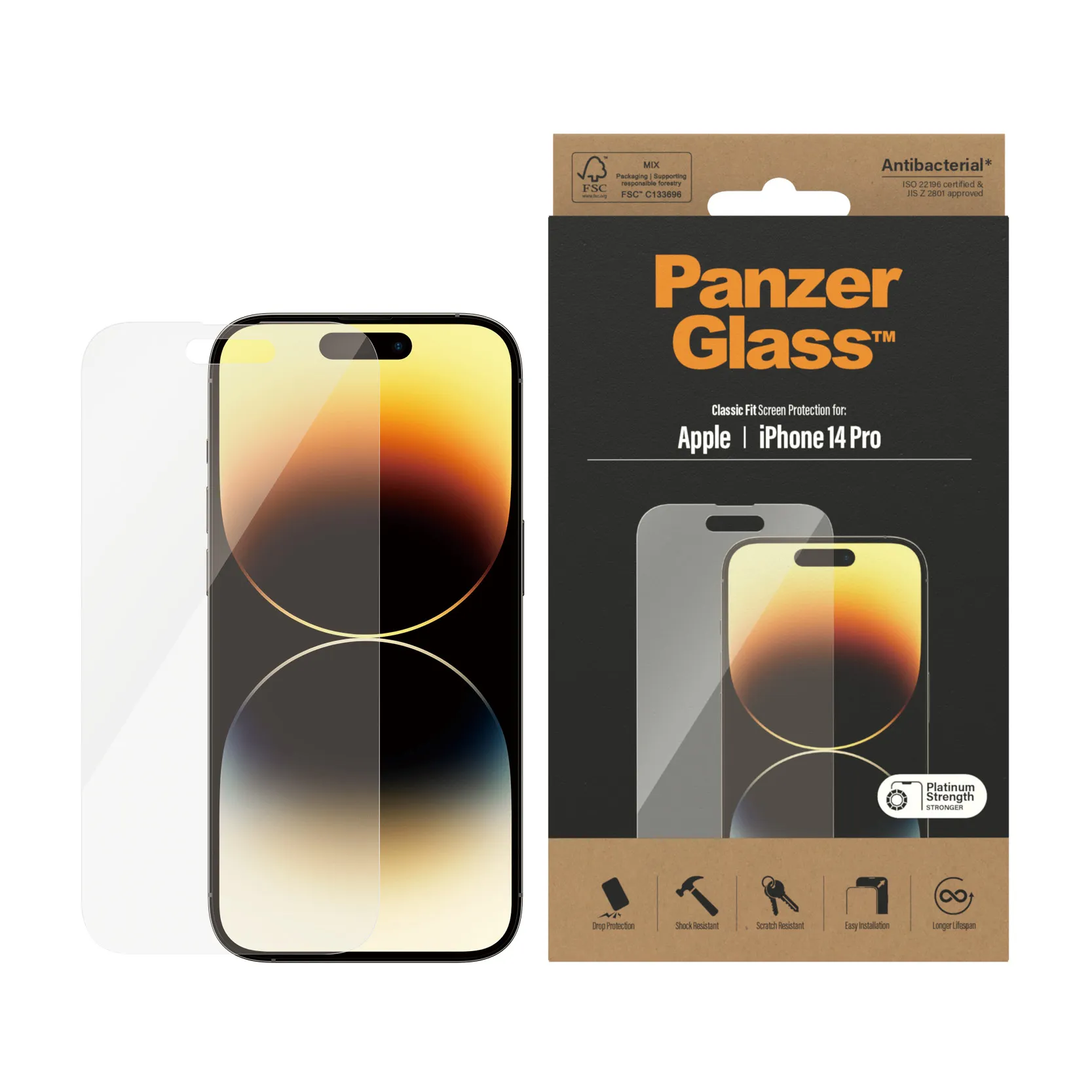 PanzerGlass Classic Fit, iPhone 14 Pro -panssarilasi