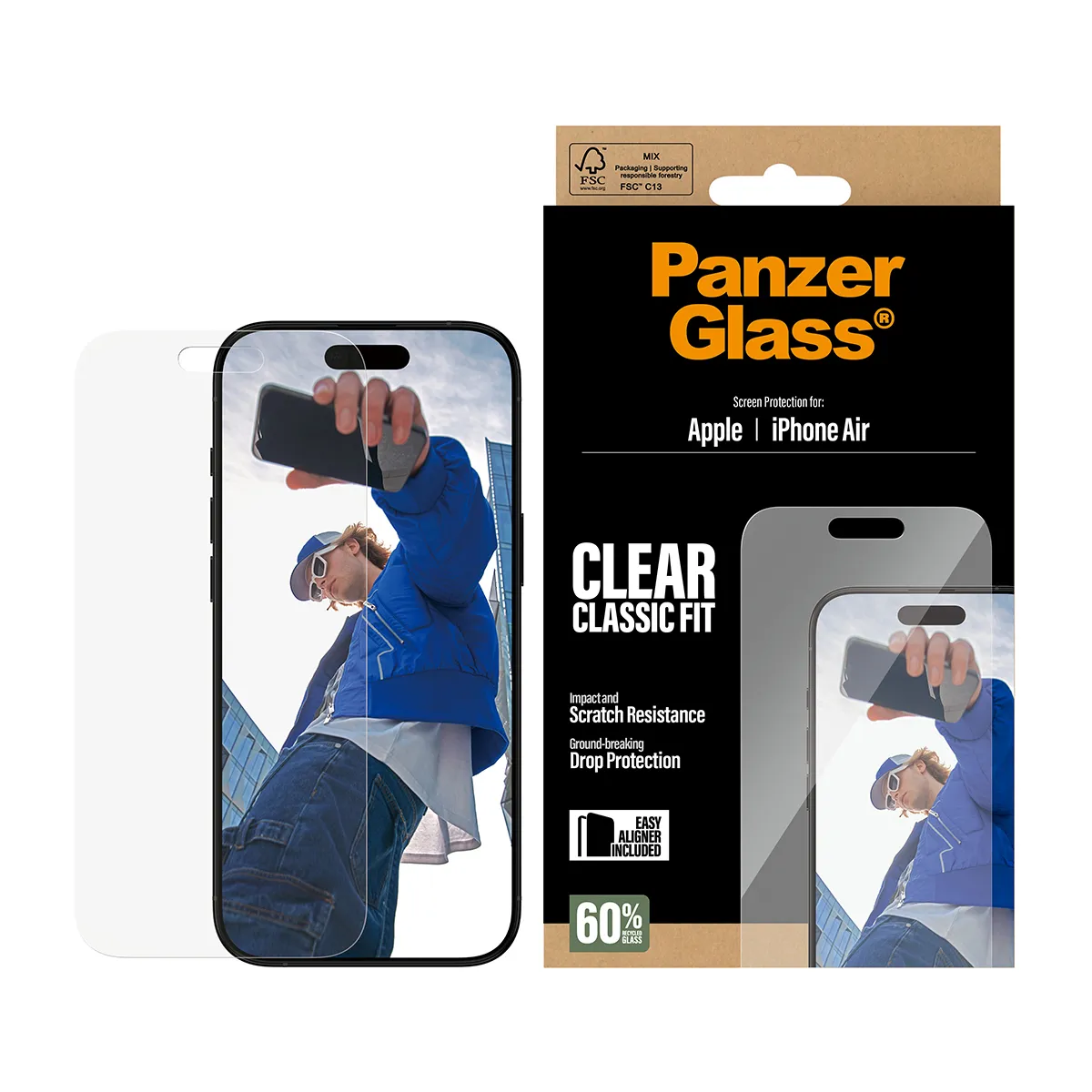 Panzerglass iPhone Air -n&auml;yt&ouml;nsuoja, Classic Fit Wide