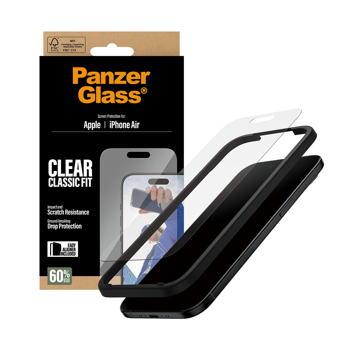 Panzerglass iPhone Air -n&auml;yt&ouml;nsuoja, Classic Fit Wide