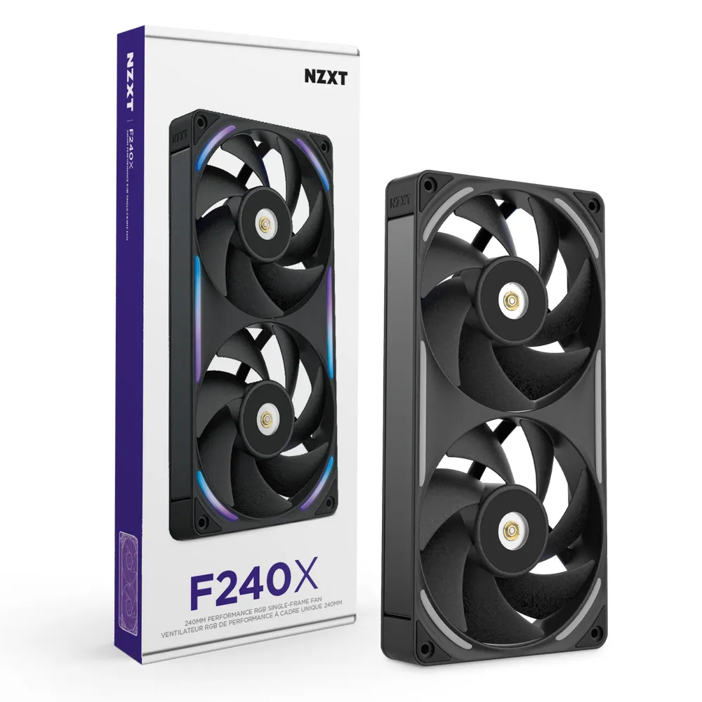 NZXT F240X PWM RGB Fan, 240mm, Magnetic Levitation Bearing, Black