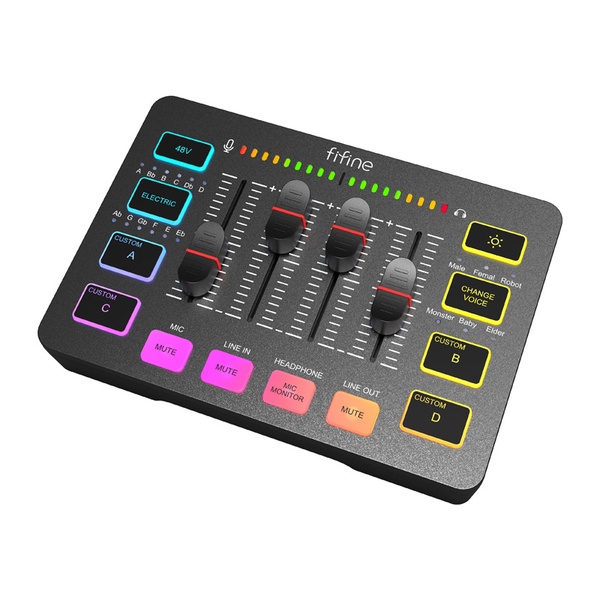 FIFINE AmpliGame SC3 USB-C Gaming Audio Mixer, Black