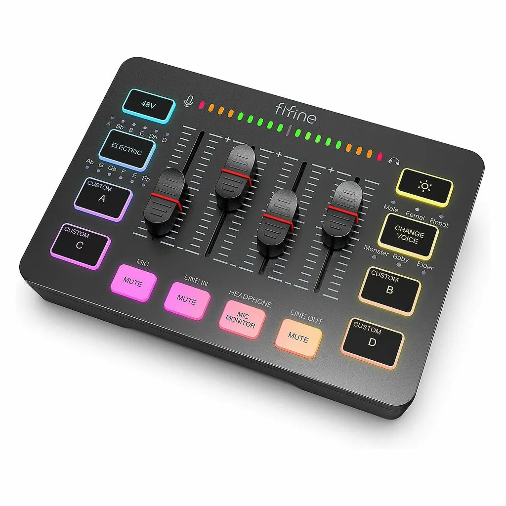 FIFINE AmpliGame SC3 USB-C Gaming Audio Mixer, Black