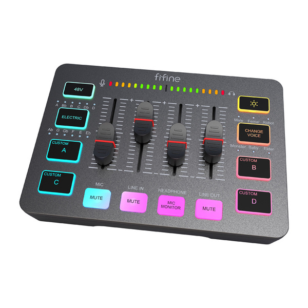 FIFINE AmpliGame SC3 USB-C Gaming Audio Mixer, Black