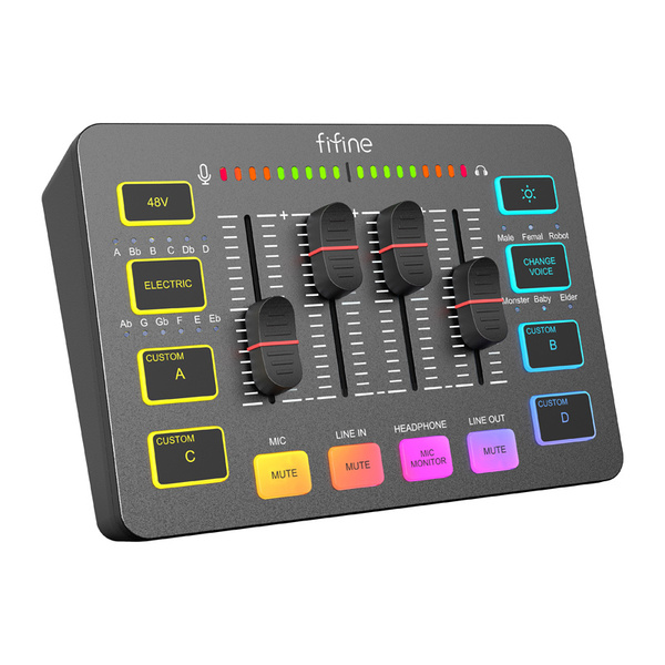 FIFINE AmpliGame SC3 USB-C Gaming Audio Mixer, Black