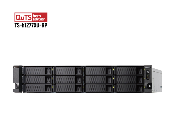 QNAP TS-h1277XU-RP-3700X-32G 12-bay QTS hero AMD Ryzen 5 8C 3.4Ghz 32GB RAM 2x1GbE 4x10Gb 2x500W