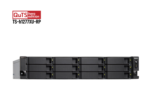 QNAP TS-h1277XU-RP-3700X-32G 12-bay QTS hero AMD Ryzen 5 8C 3.4Ghz 32GB RAM 2x1GbE 4x10Gb 2x500W