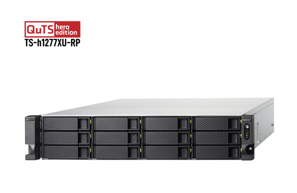 QNAP TS-h1277XU-RP-3700X-32G 12-bay QTS hero AMD Ryzen 5 8C 3.4Ghz 32GB RAM 2x1GbE 4x10Gb 2x500W