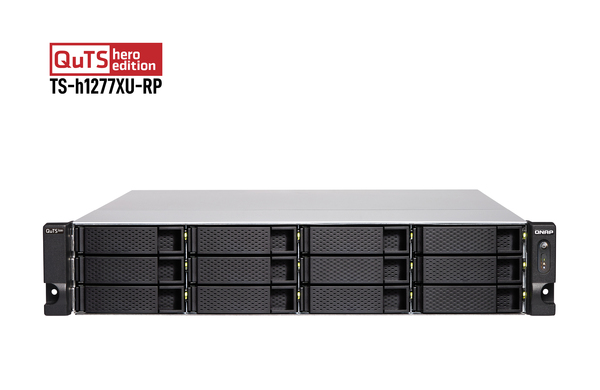 QNAP TS-h1277XU-RP-3700X-32G 12-bay QTS hero AMD Ryzen 5 8C 3.4Ghz 32GB RAM 2x1GbE 4x10Gb 2x500W
