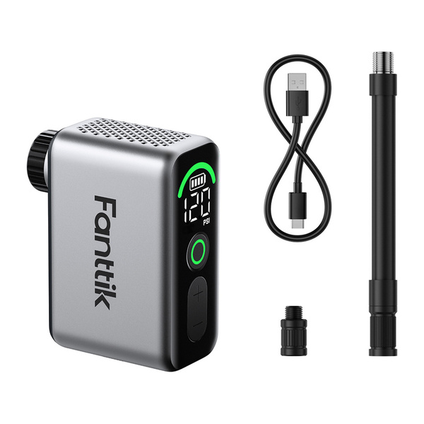 FANTTIK X10 ACE TINY Rechargeable Mini Electric Bike Pump, Silver, Black