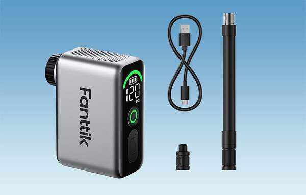 FANTTIK X10 ACE TINY Rechargeable Mini Electric Bike Pump, Silver, Black