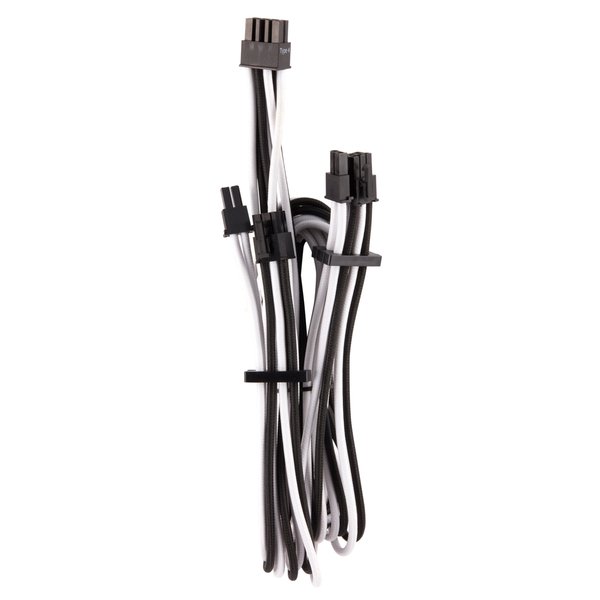Cors. Split PCIe Cable Gen 4 Indiv. Sleeved, Type 4, WT/BK