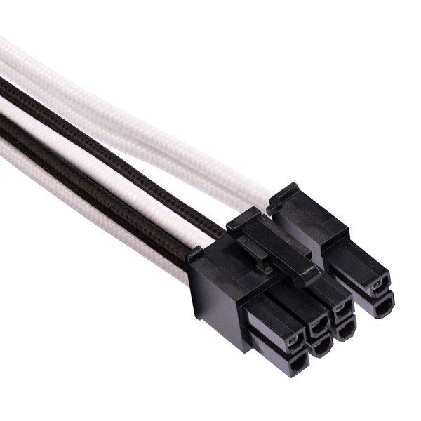 Cors. Split PCIe Cable Gen 4 Indiv. Sleeved, Type 4, WT/BK