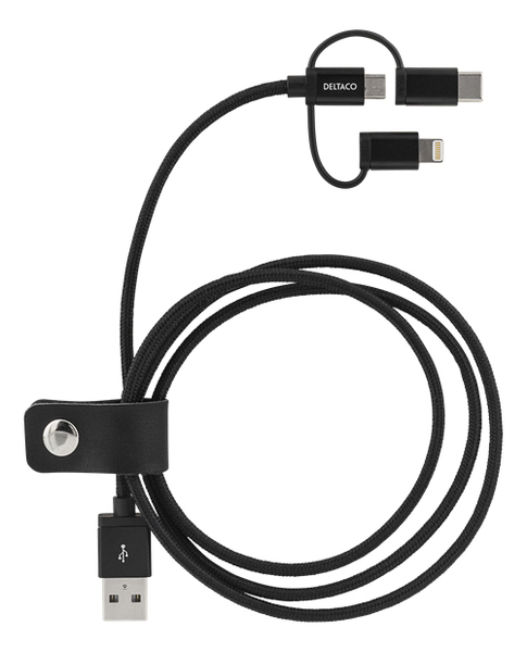 Streetz USB-A - Lightning - kabel, 1m, Svart