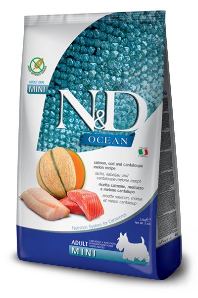 Farmina N&amp;D Ocean Salmon, Cod &amp; Cantaloupe Melon Adult Mini, Dry food for dogs, 7kg