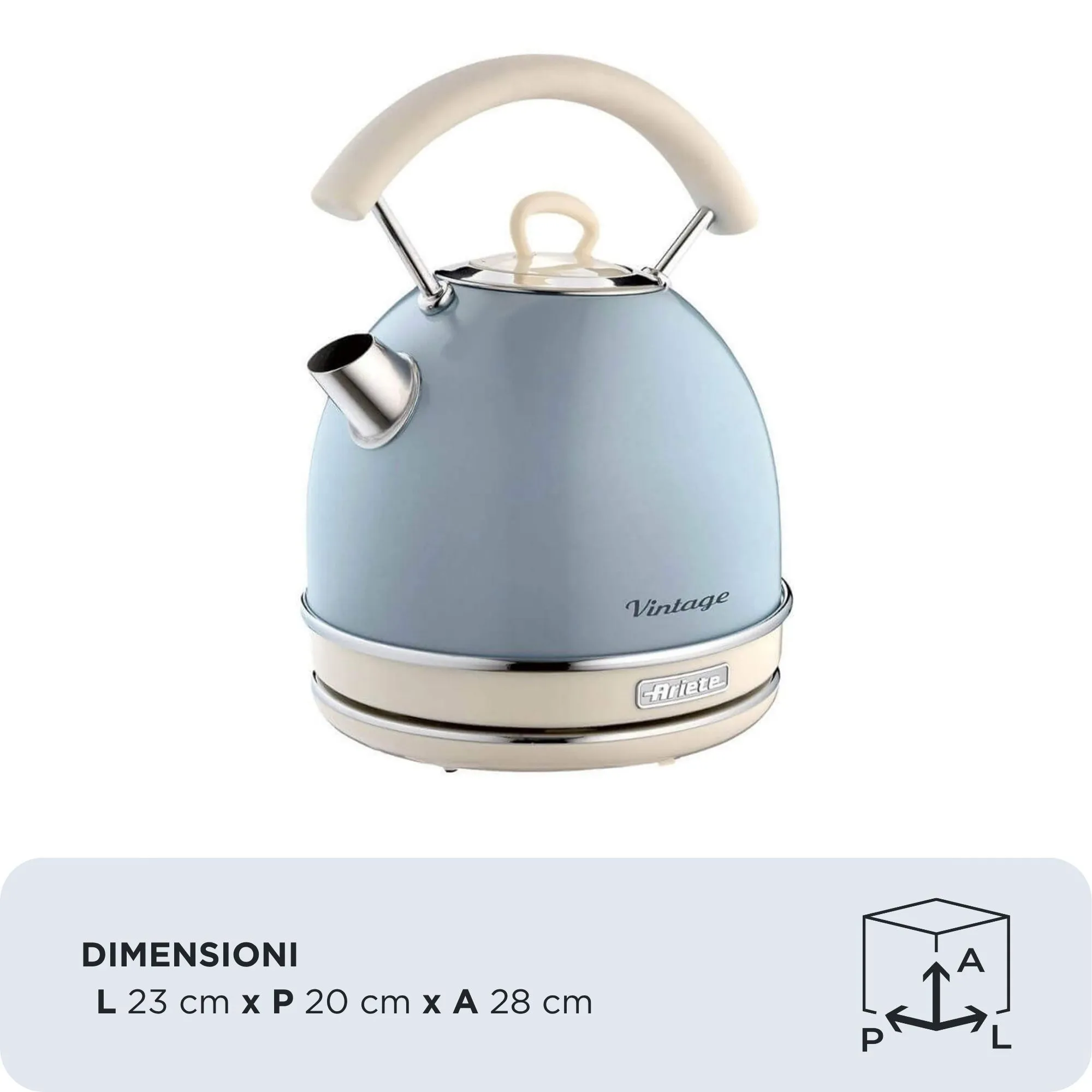 Ariete Vintage 2877/05 kettle, 1.7L, 2000W, Blue