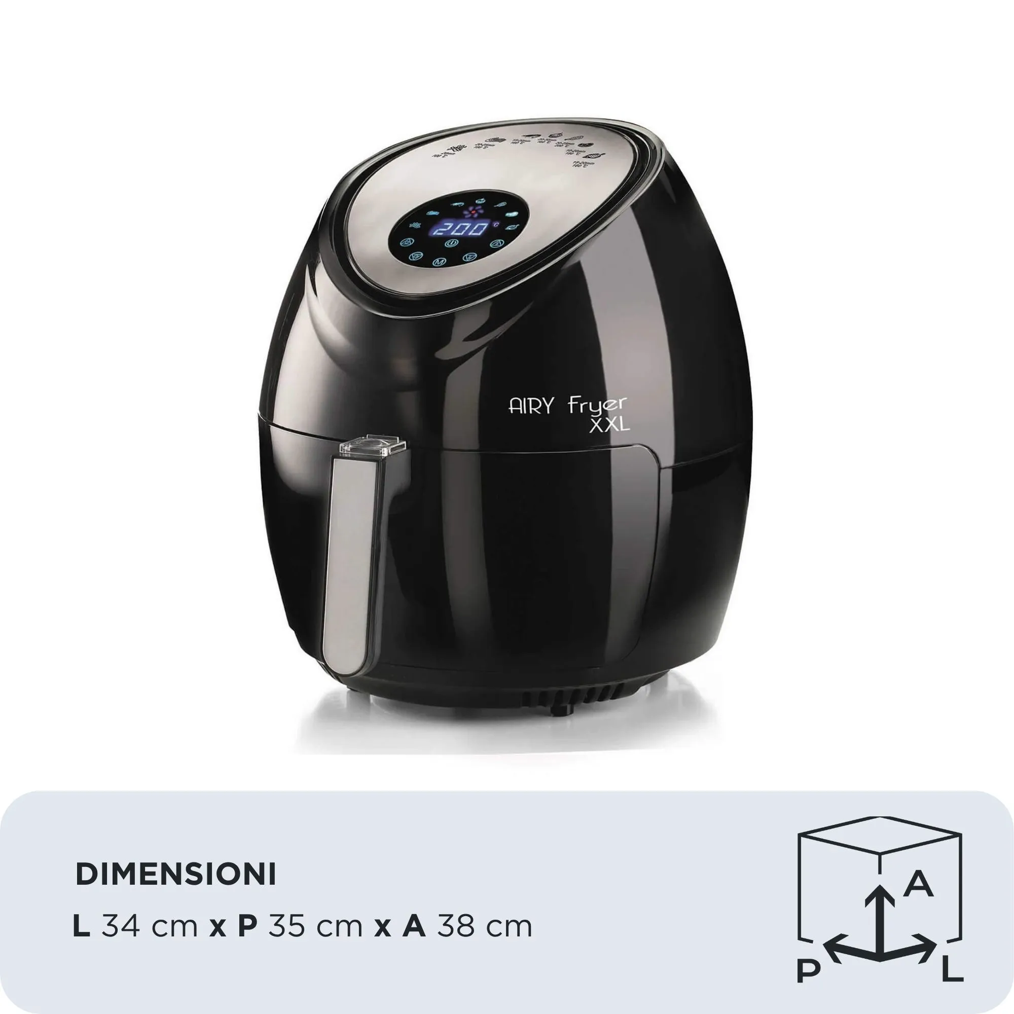 Ariete Airy Fryer XXL, 7 l, 2,5 kg, 1800 W, airfryer, svart