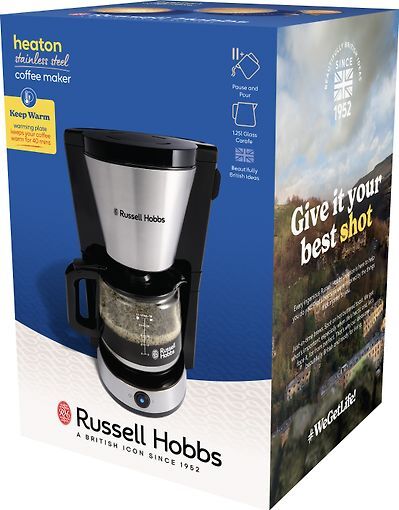 Russell Hobbs Heaton 27400-56 10 koppar kaffebryggare, borstat rostfritt st&aring;l / mattsvart