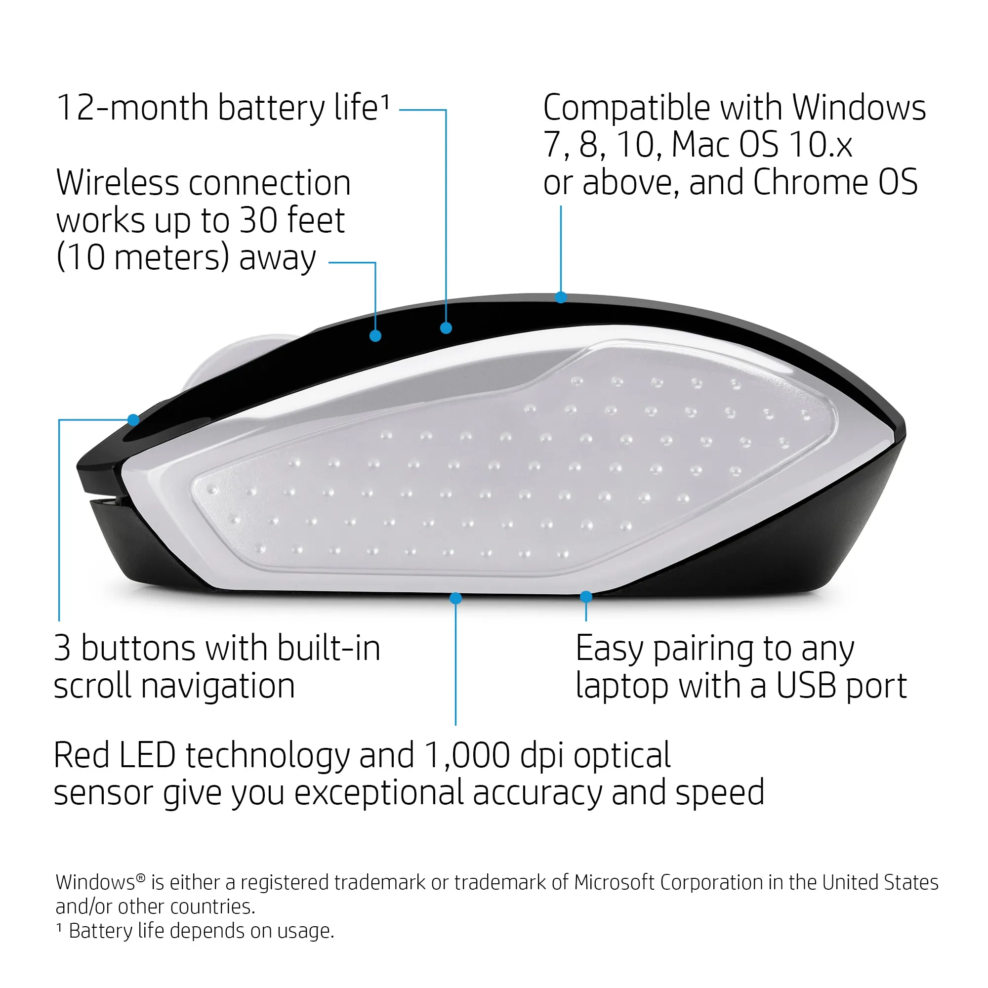 Wireless Mouse 200 Pike Silver
