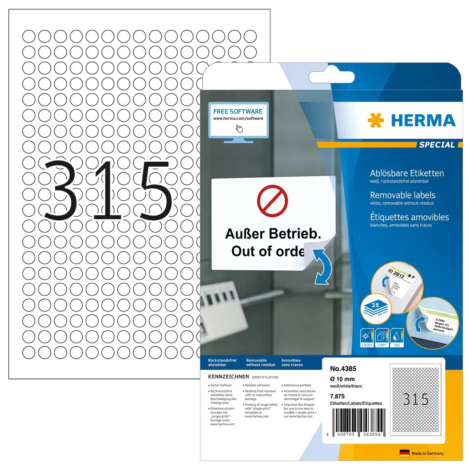 Herma label removable &oslash;10 (7875)