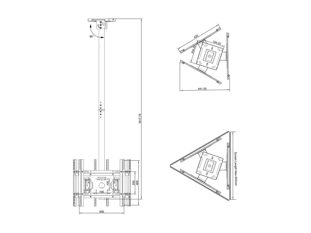 M Ceiling Mount Pro Triple 49BDL-4050D