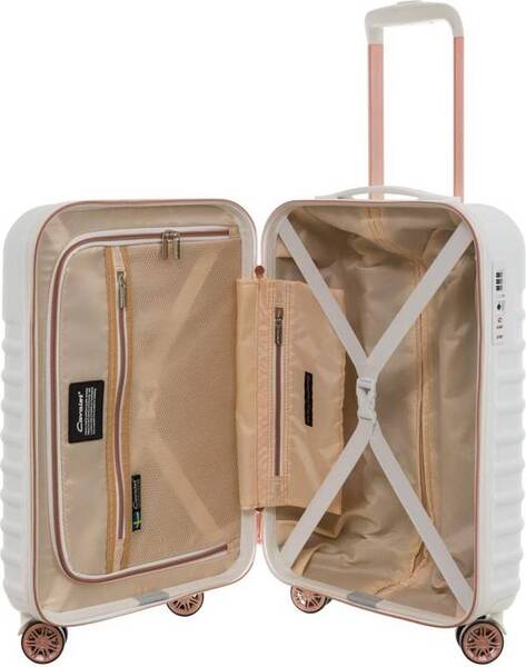 CAVALET Pasadena 54 Cabin 100% virgin ABS Roller Bag, White/Ros&eacute;