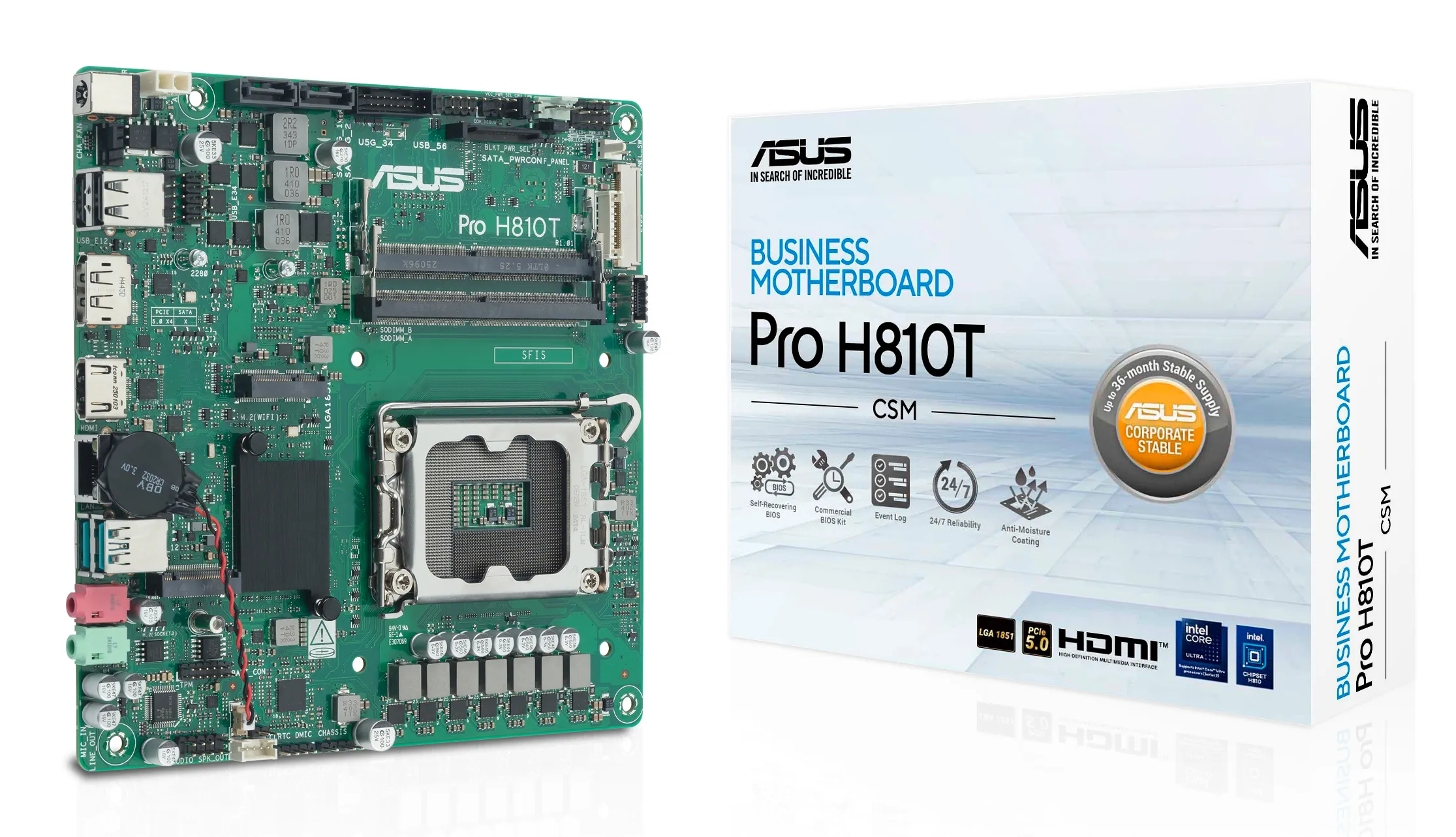 Asus Pro H810T-CSM LGA1851 Thin Mini-ITX Motherboard