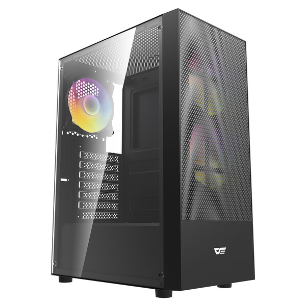 DARKFLASH A290 Midi-Tower Case with window, Black + 3 fans