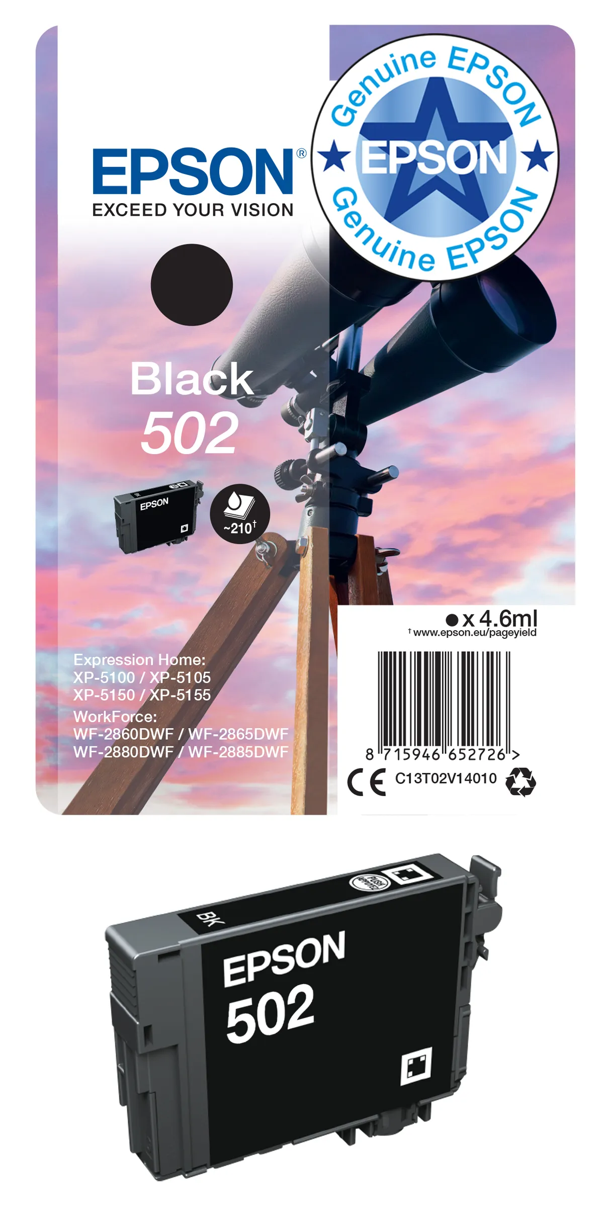EPSON 502XL -mustekasetti, 6,4 ml, syaani