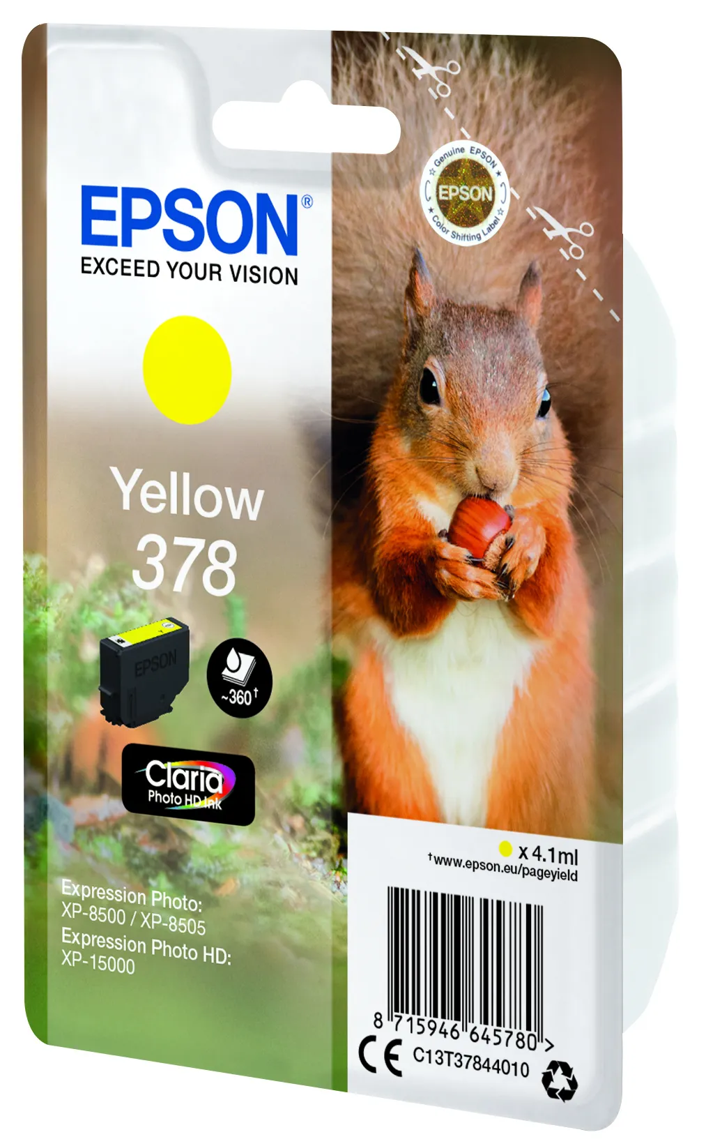 Epson C13T37844020 -mustekasetti, 4.1 ml, keltainen