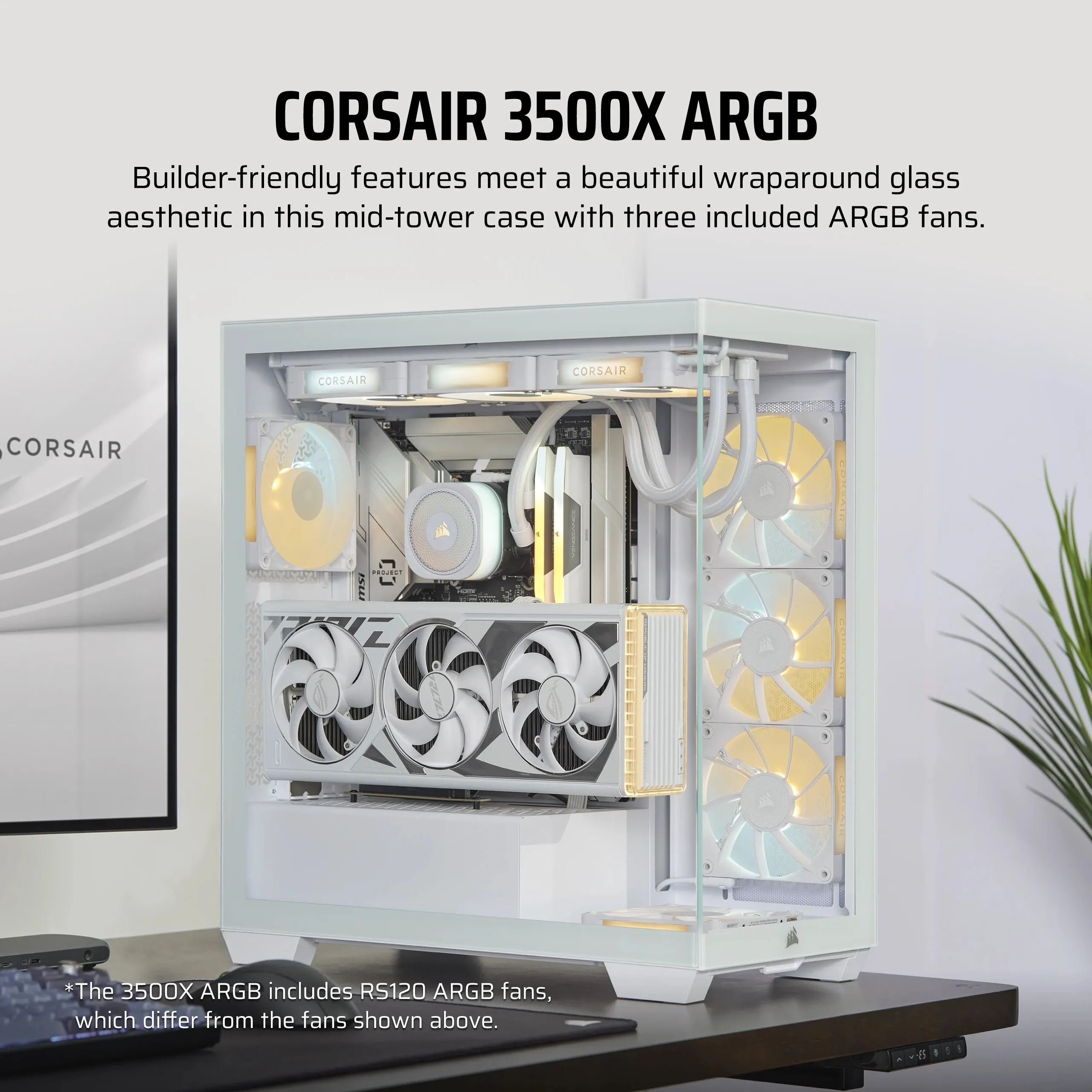 CORSAIR Geh Midi 3500X ARGB Tempered Glass White