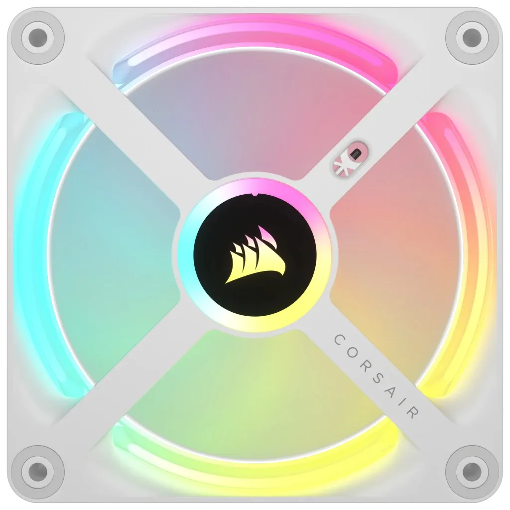 CORSAIR QX RGB Series, iCUE LINK QX120 RGB WHITE, 120mm Magnetic Dome RGB Fan, Starter Kit