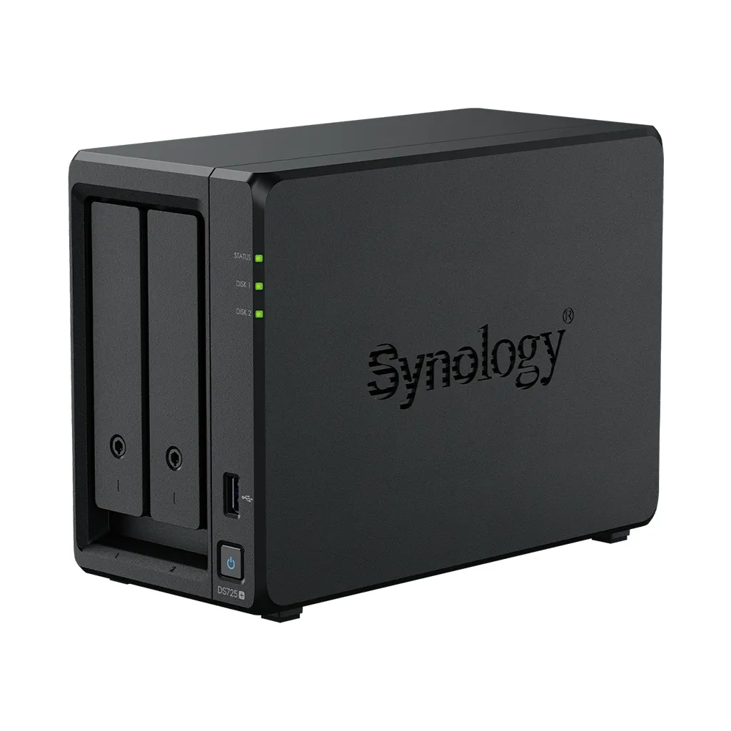 Synology DiskStation DS725+ 24 TB (2 x 12 TB HDD) - N&auml;tverkslagring, Svart