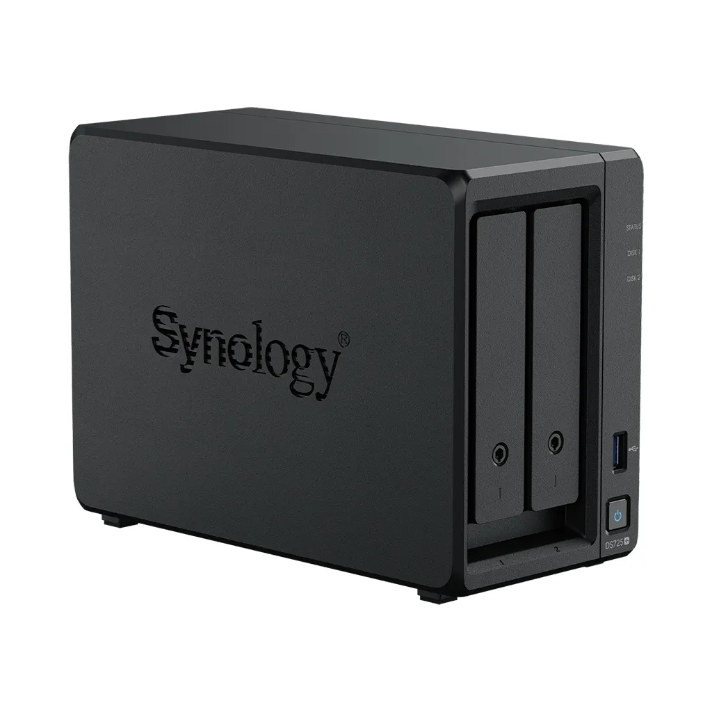 Synology DiskStation DS725+ 24 TB (2 x 12 TB HDD) - N&auml;tverkslagring, Svart