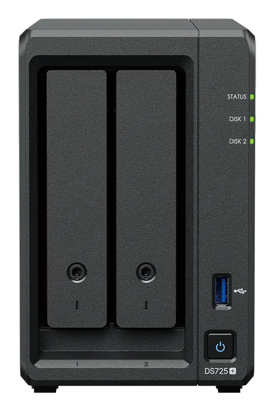 Synology DiskStation DS725+ 24 TB (2 x 12 TB HDD) - N&auml;tverkslagring, Svart