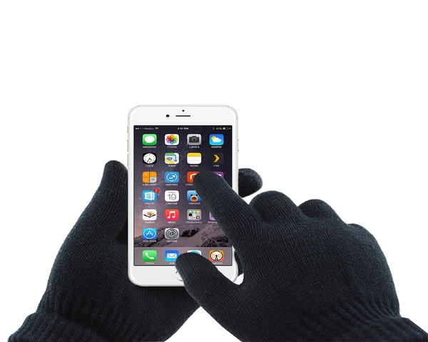 WAVE KOSKETUSN&Auml;YTT&Ouml;K&Auml;SINEET - Mukava ja l&auml;mmin sormikas, jossa kosketuspinnat kolmessa sormessa. Toimii kaikkien kapasitiivisten kosketusn&auml;ytt&ouml;jen kanssa. (mm.