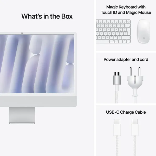 Apple iMac 24&quot; (M4 10C / 10C), 16GB, 256GB, MacOS - All-in-one, Silver (Nano-textured glass)