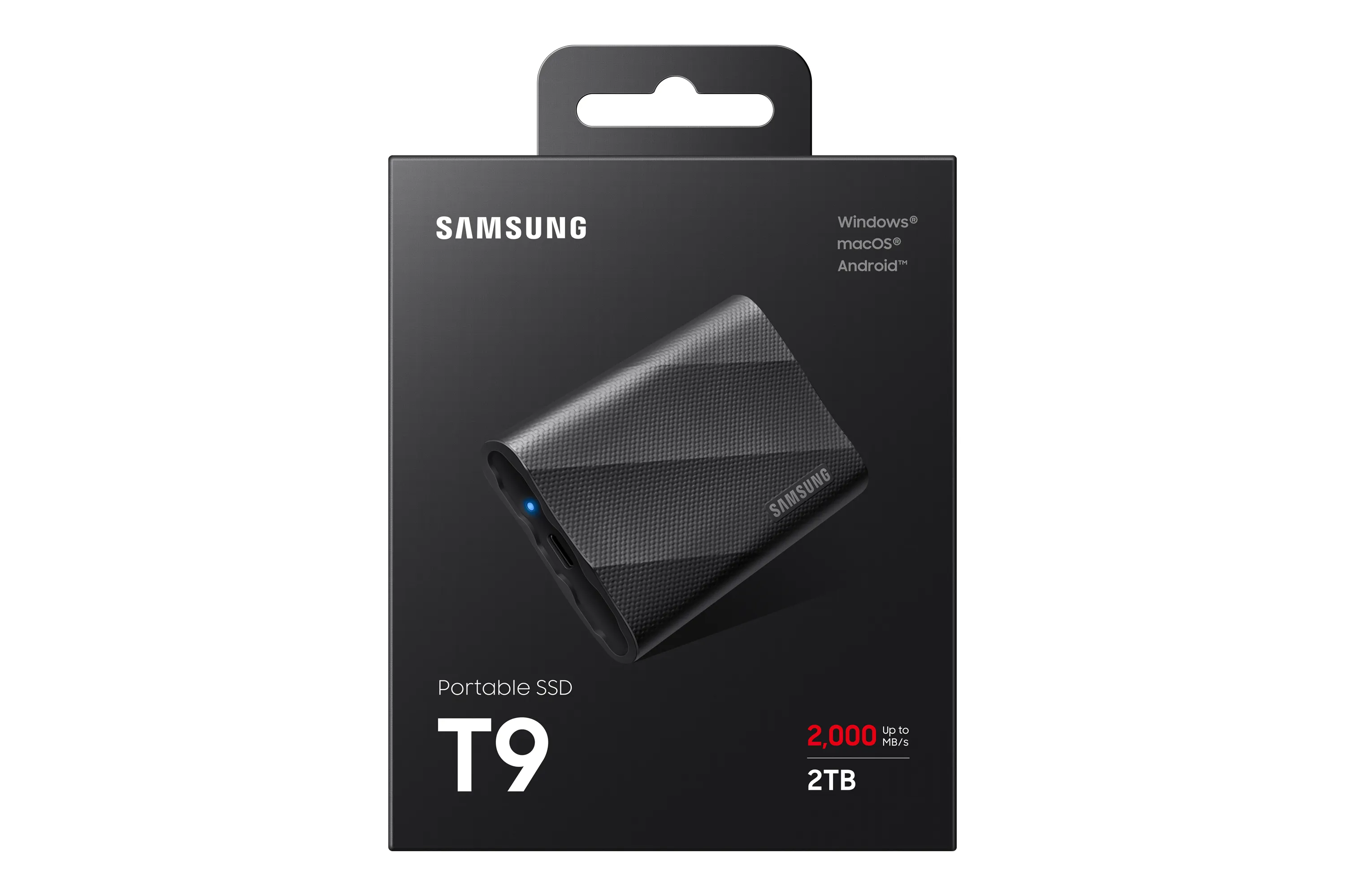 Samsung Portable SSD T9 2TB External SSD with USB 3.2 Gen 2x2 (USB-C), Shock Resistant, Hardware Encryption, Password Protection, for console gaming, Black