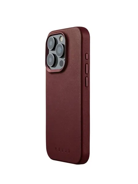 Mujjo Full Leather, iPhone 15 Pro - Case, Burgundy
