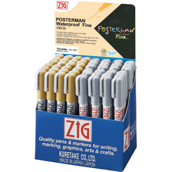 ZIG Posterman PMA-20/DP4, 15mm, 1 pcs, Gold and Silver - marker