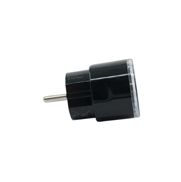 Shelly Plug PM Gen3 - 16A black Wi-Fi-enabled energy meter that plugs into a standard outlet